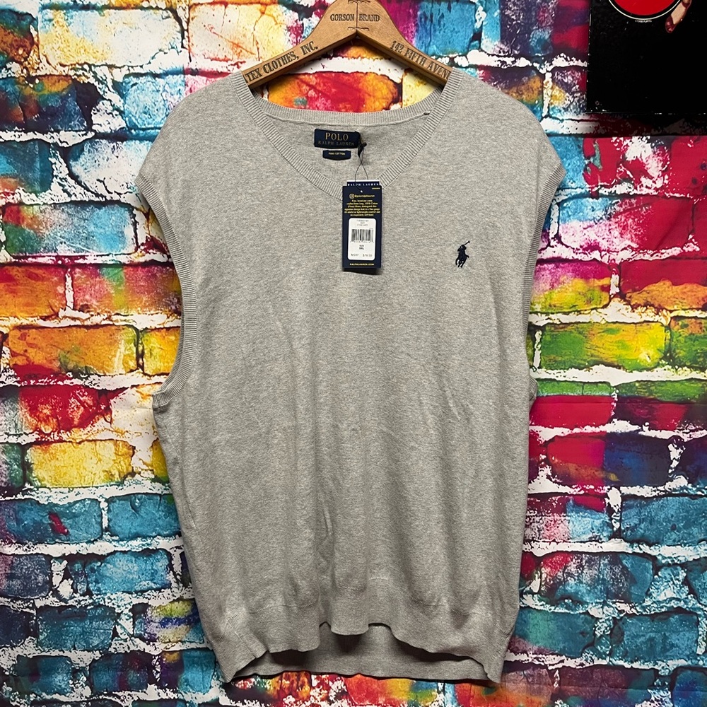 Polo Ralph Lauren Sweater Vest XXL Grey Pima Cotton New